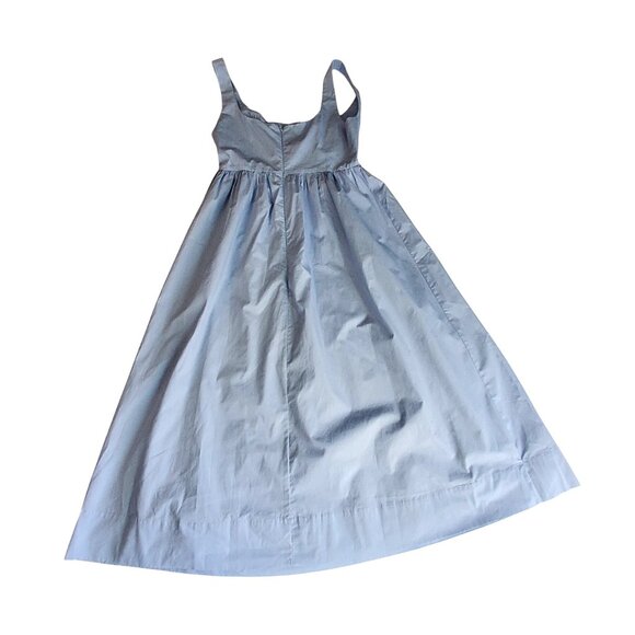 Blue Cotton Sleeveless Midi Dress With Fitted Bodice & Flared Skirt Size M - Picture 2 of 11